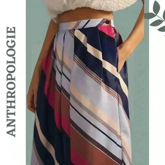 Anthropologie Maeve Wide Leg Pant Striped Geometric Print Bold Boho Style Size 6 - Picture 4 of 10